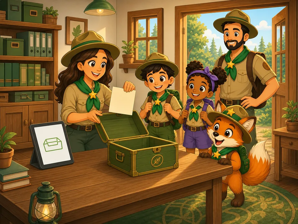 Die Ranger-Familie leert kontrolliert ihre Archivtruhe und behält damit die Kontrolle über ihre gespeicherten Daten.